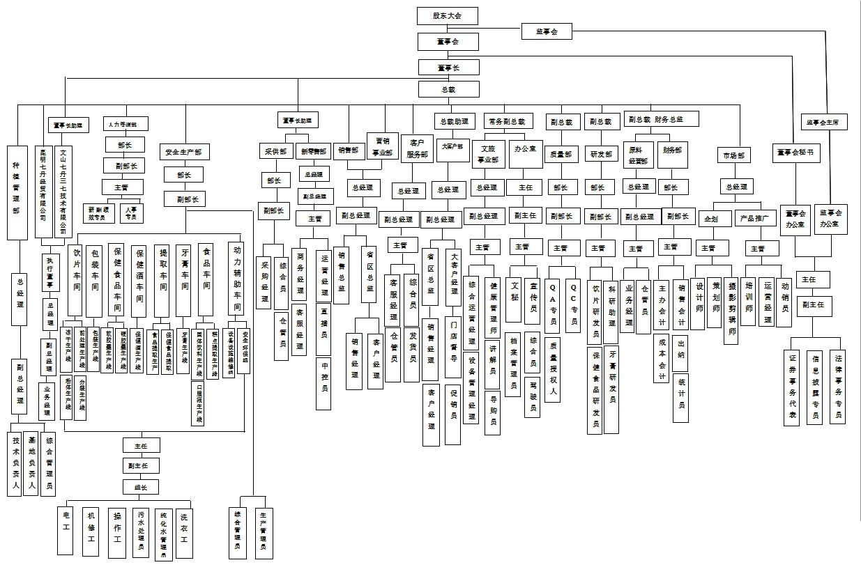 云南七丹药业股份有限公司组织结构图